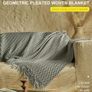 🆕 ZonLi Fringed Throw, 50" x 70", perfect weight for all seasons